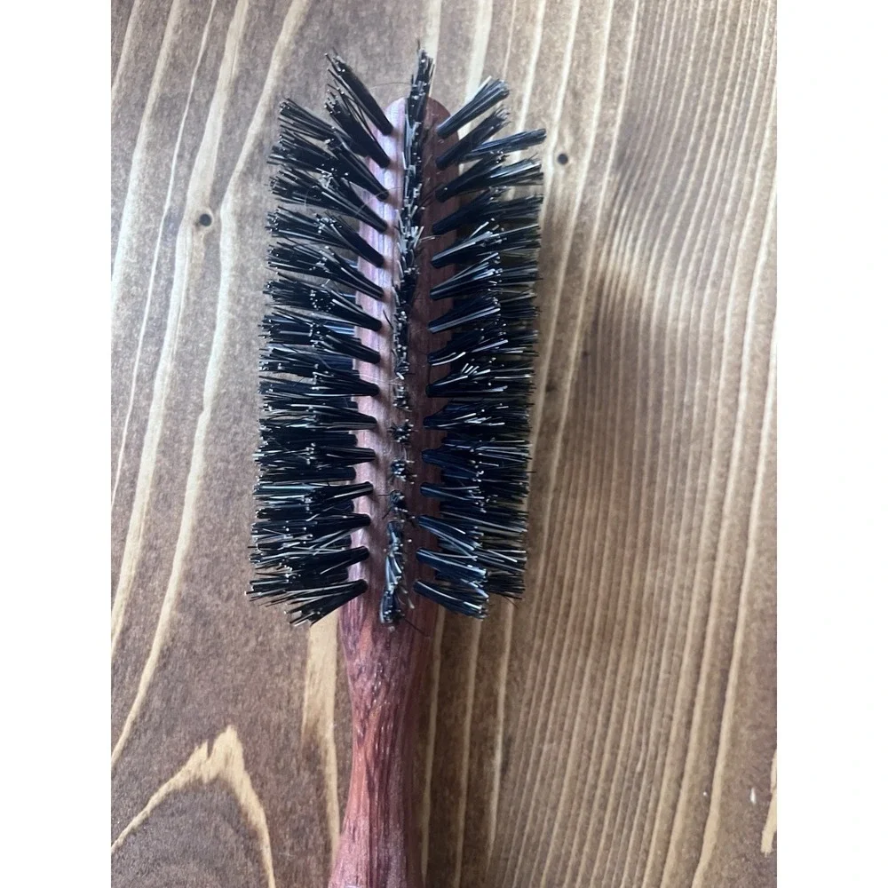 Vintage FULLER Bristlecomb Hairbrush Wooden Nylon Bristles Half Round